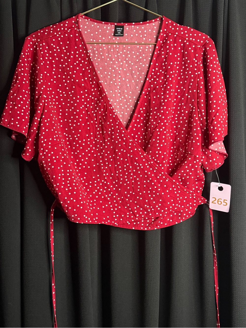 Unknown Brand Red Polka Dot Wrap Crop Top